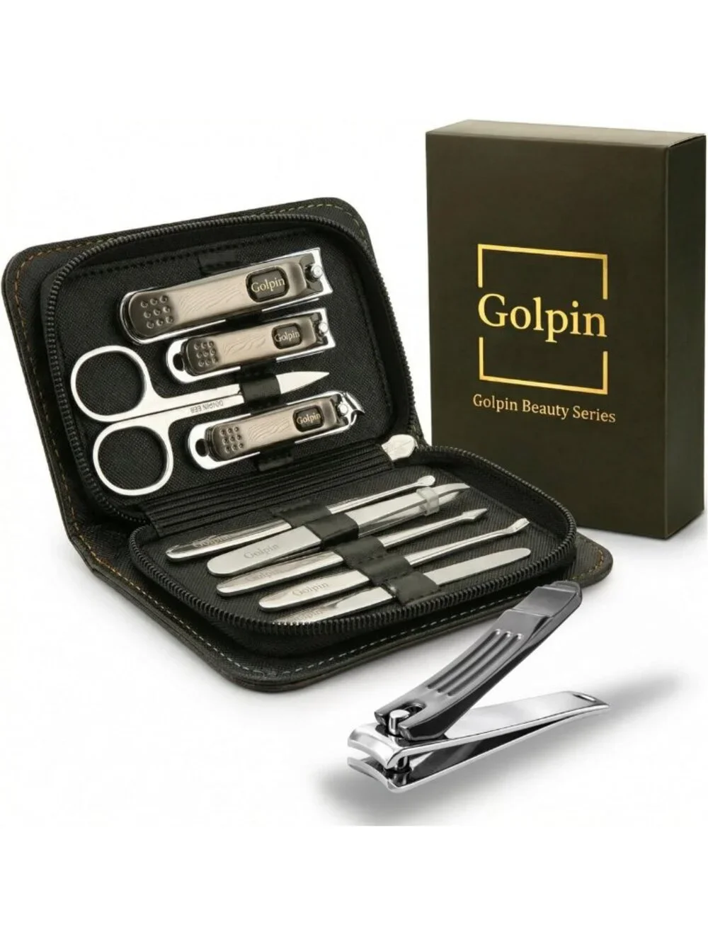 9-Piece Stainless Steel Manicure & Pedicure Set - Travel Nail Grooming Kit